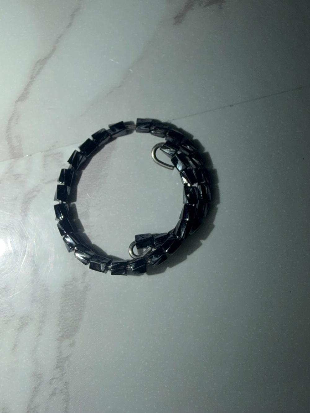 Black Hematite Beaded Coil Ring - Women's Fashion Ring